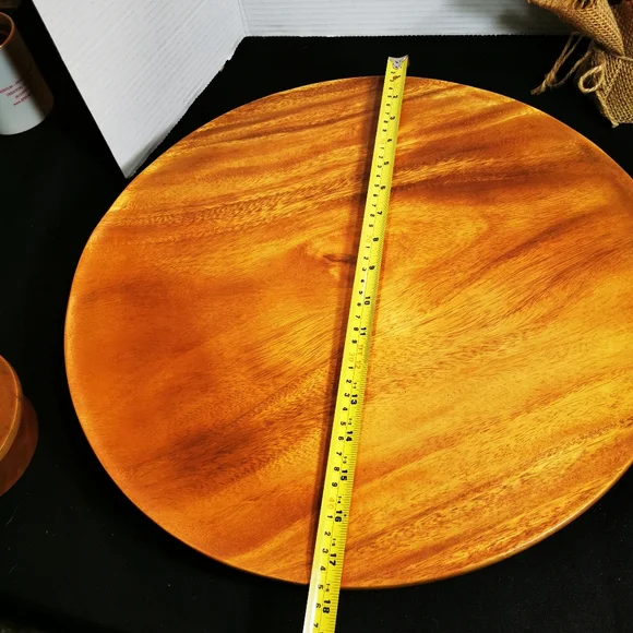 Vintage Wooden Lazy Susan Carved Fish Serving Tray Monkeypod - Picture 11 of 17